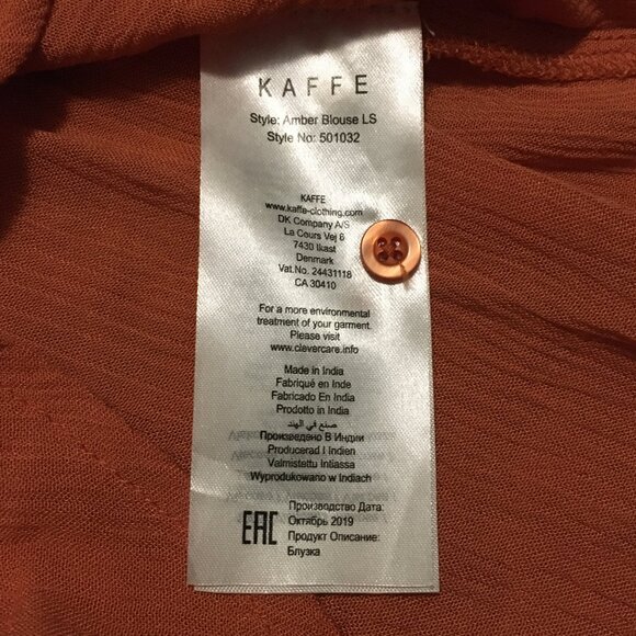 Kaffe Terracotta Orange Blouse - Picture 8 of 13